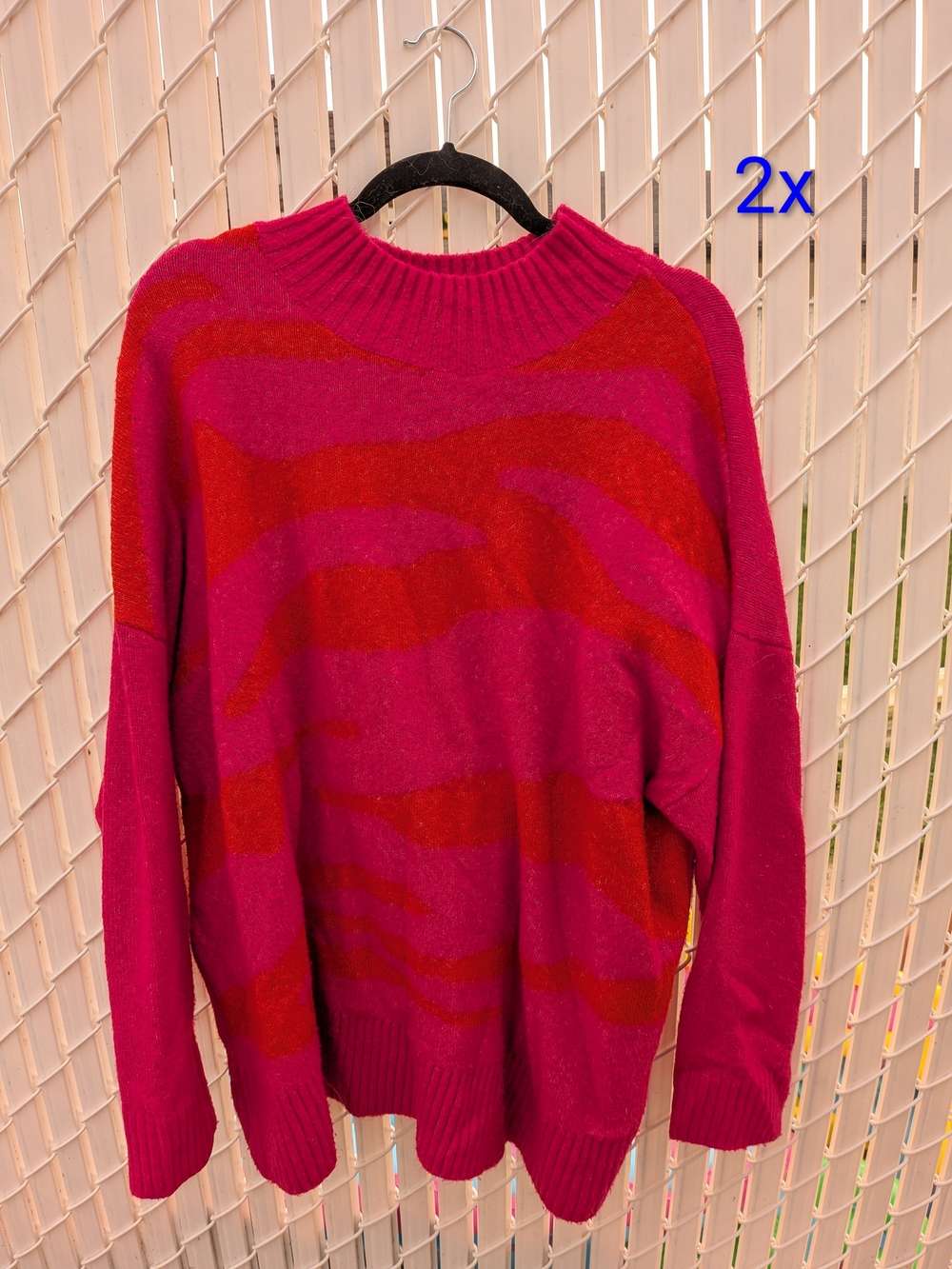 Addition Elle- Women’s Soft Crewneck Sweater - Pink & Orange